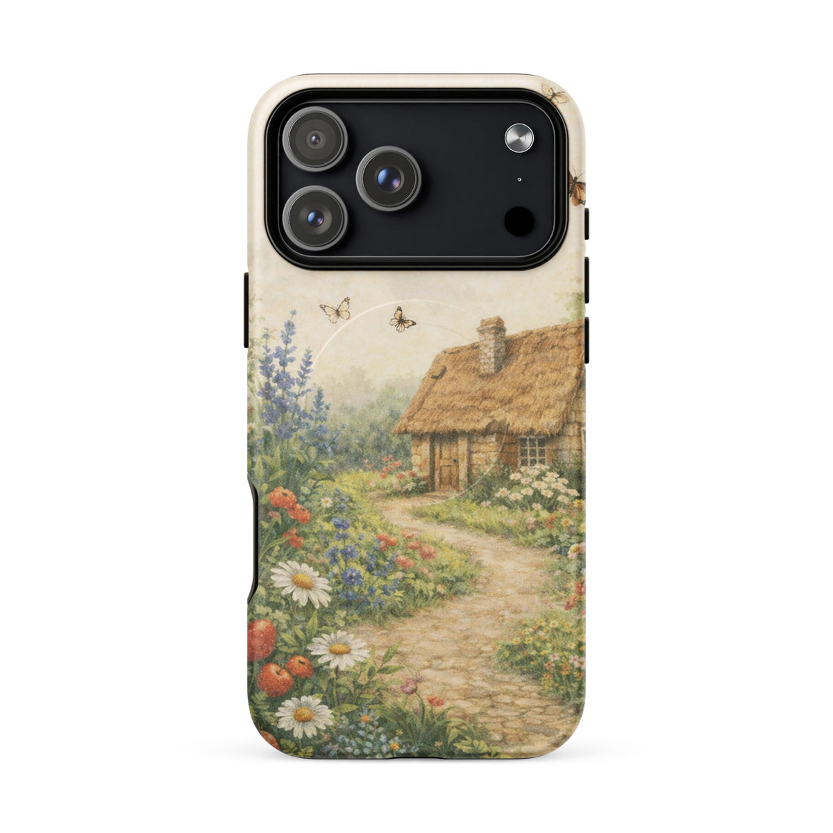 Magnetic Phone Case with cottage garden art design for iPhone