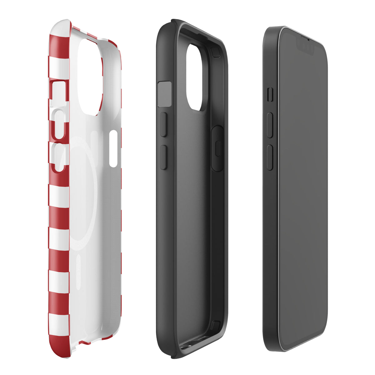 Magnetic Phone Case for iPhone with crimson red checkered design, showcasing style and protection for your device.