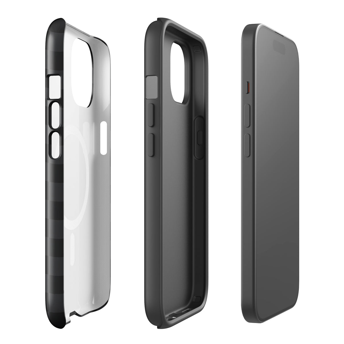 Magnetic Phone Case for iPhone with black and charcoal checkered design, showcasing sleek, modern style and device protection.