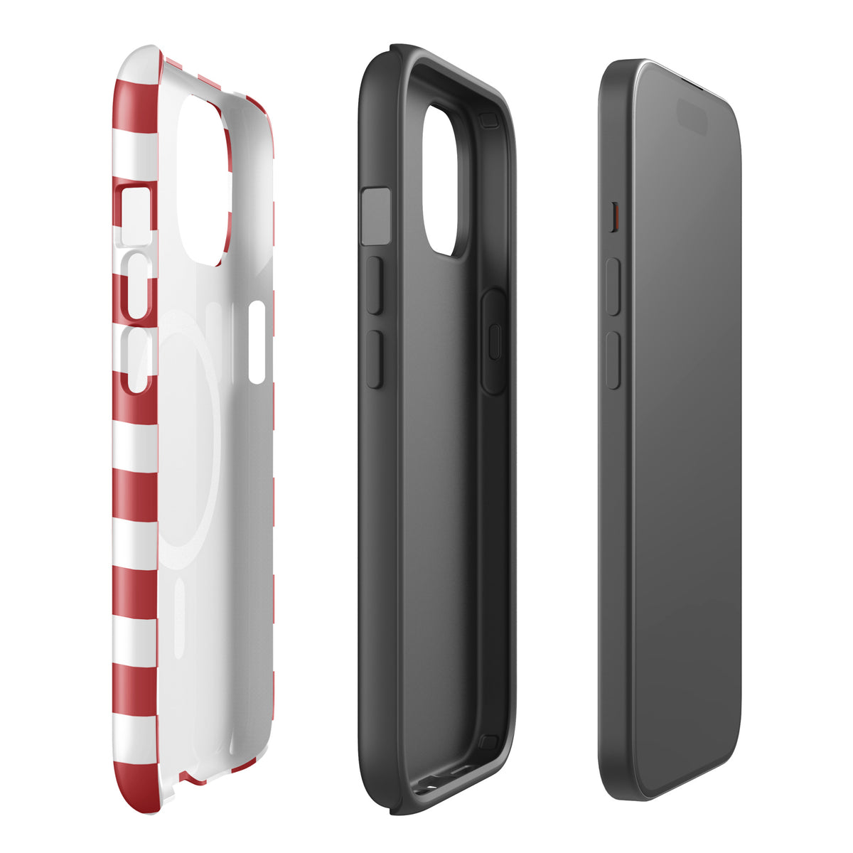 Magnetic Phone Case for iPhone in crimson red checkered design, showcasing sleek, protective, and fashionable features.