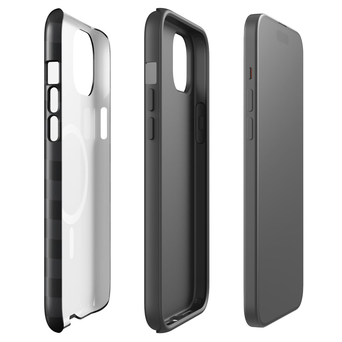 Magnetic Phone Case for iPhone with black and charcoal checkered design, showcasing sleek and modern protection.