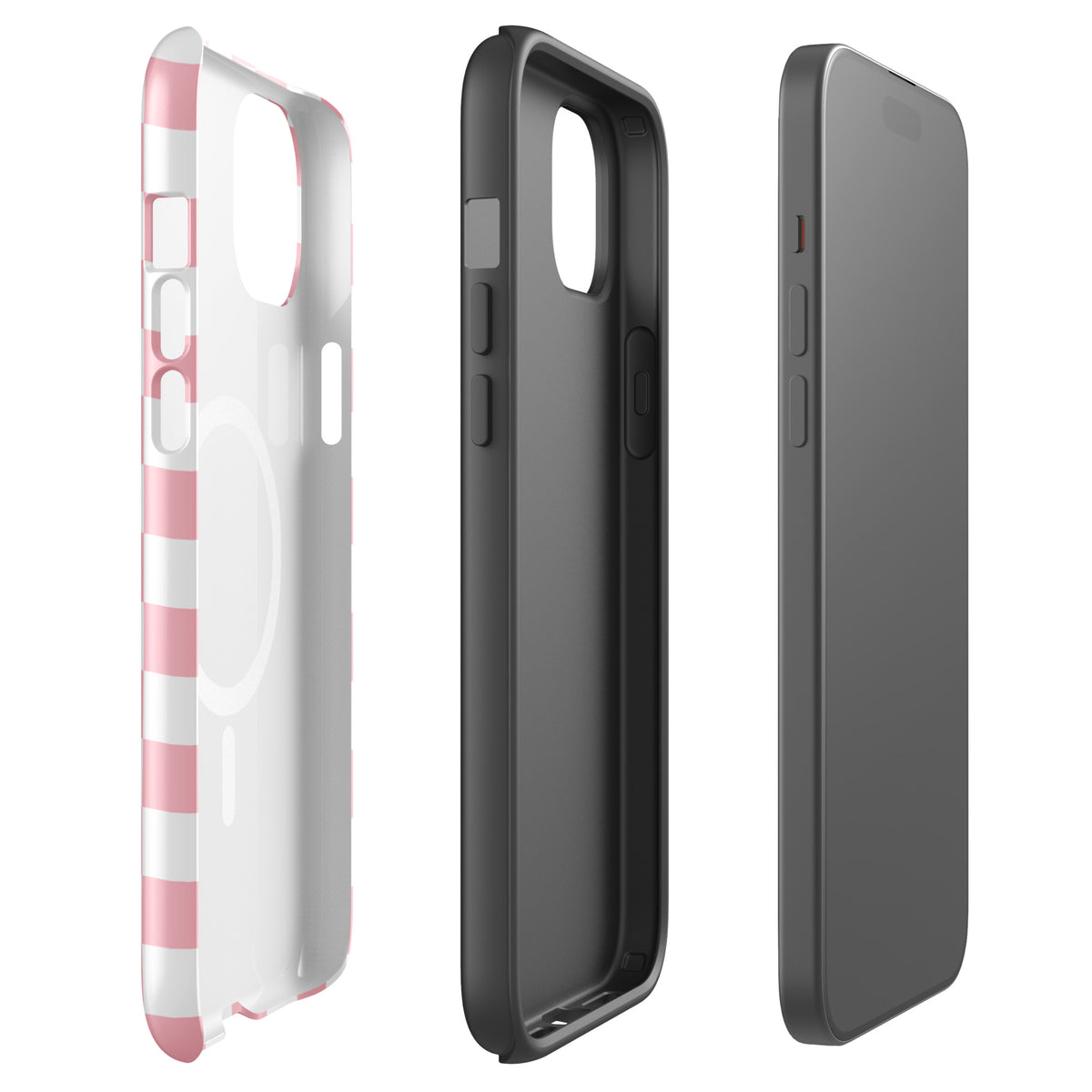 Magnetic Phone Case in playful pink and white checkered pattern for iPhone