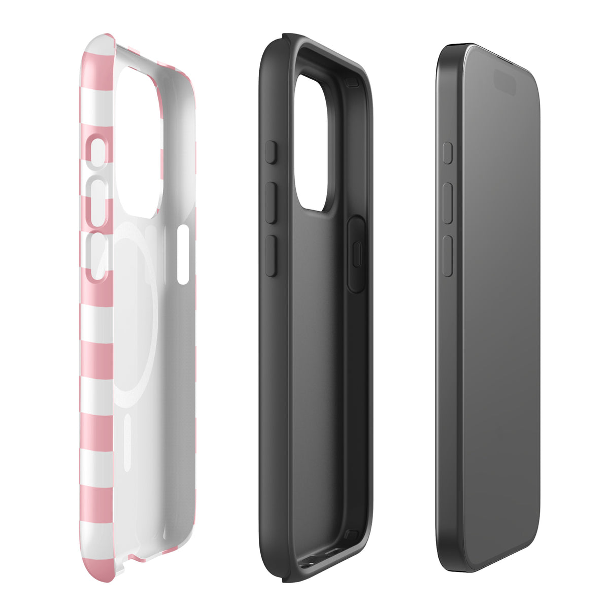 Magnetic Phone Case with playful pink and white checkered design for iPhone, showcasing fun and fearless style.