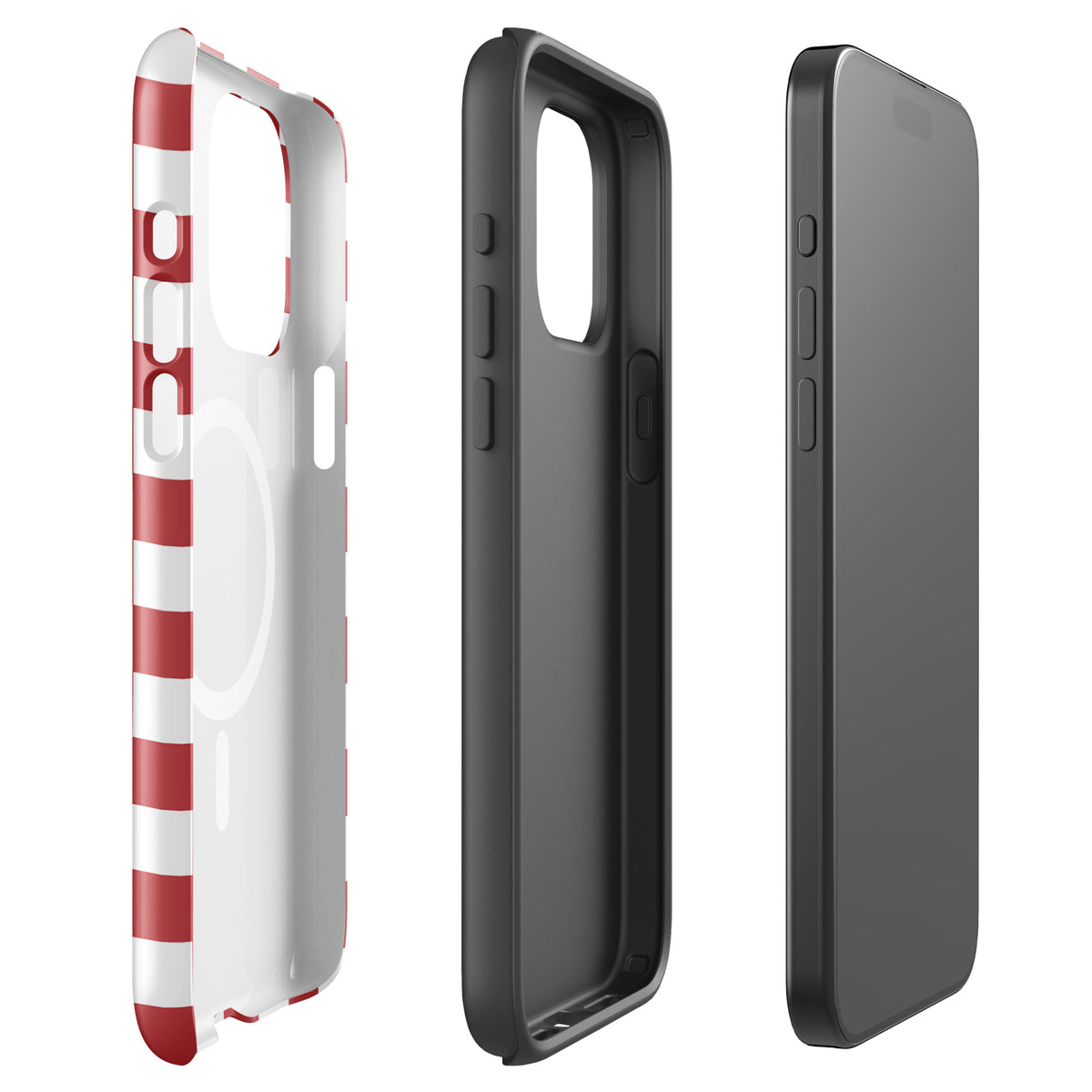 Magnetic Phone Case with crimson red checkered design for iPhone, offering stylish protection and a bold look
