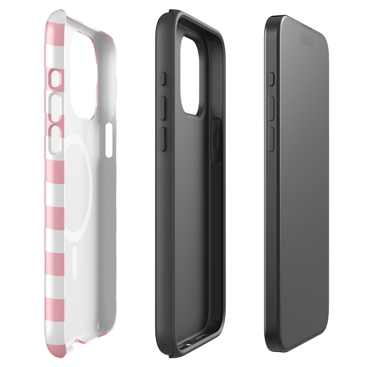 Magnetic Phone Case in playful pink and white checkered pattern for iPhone, customizable and stylish protection for your device.