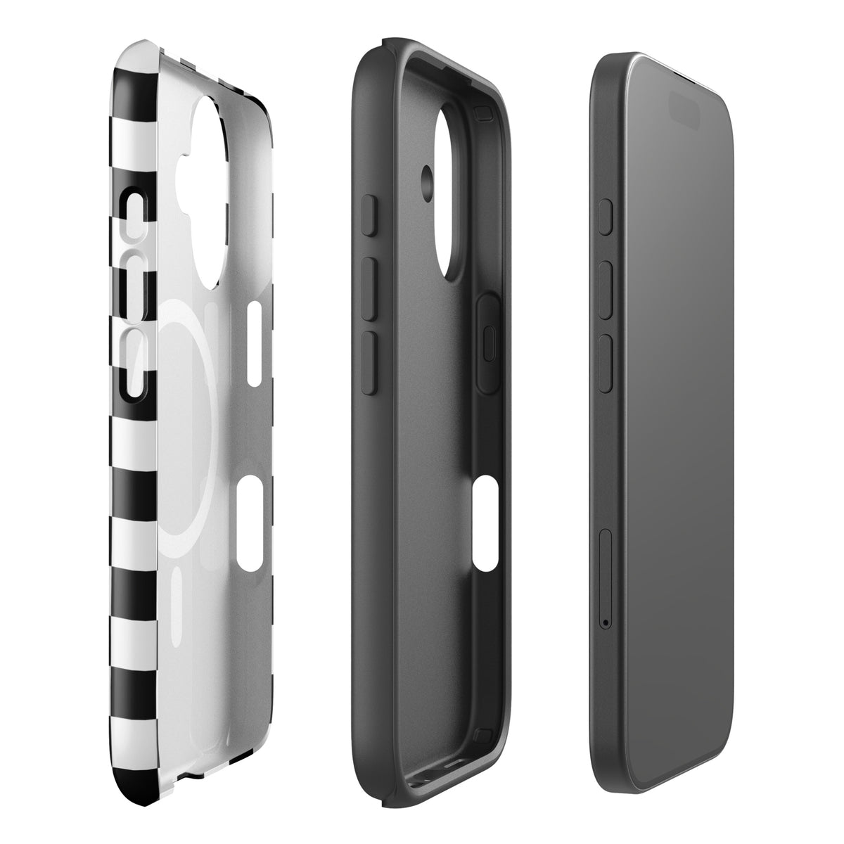 Bold checkered Magnetic Phone Case for iPhone showcasing stylish design and protective features.