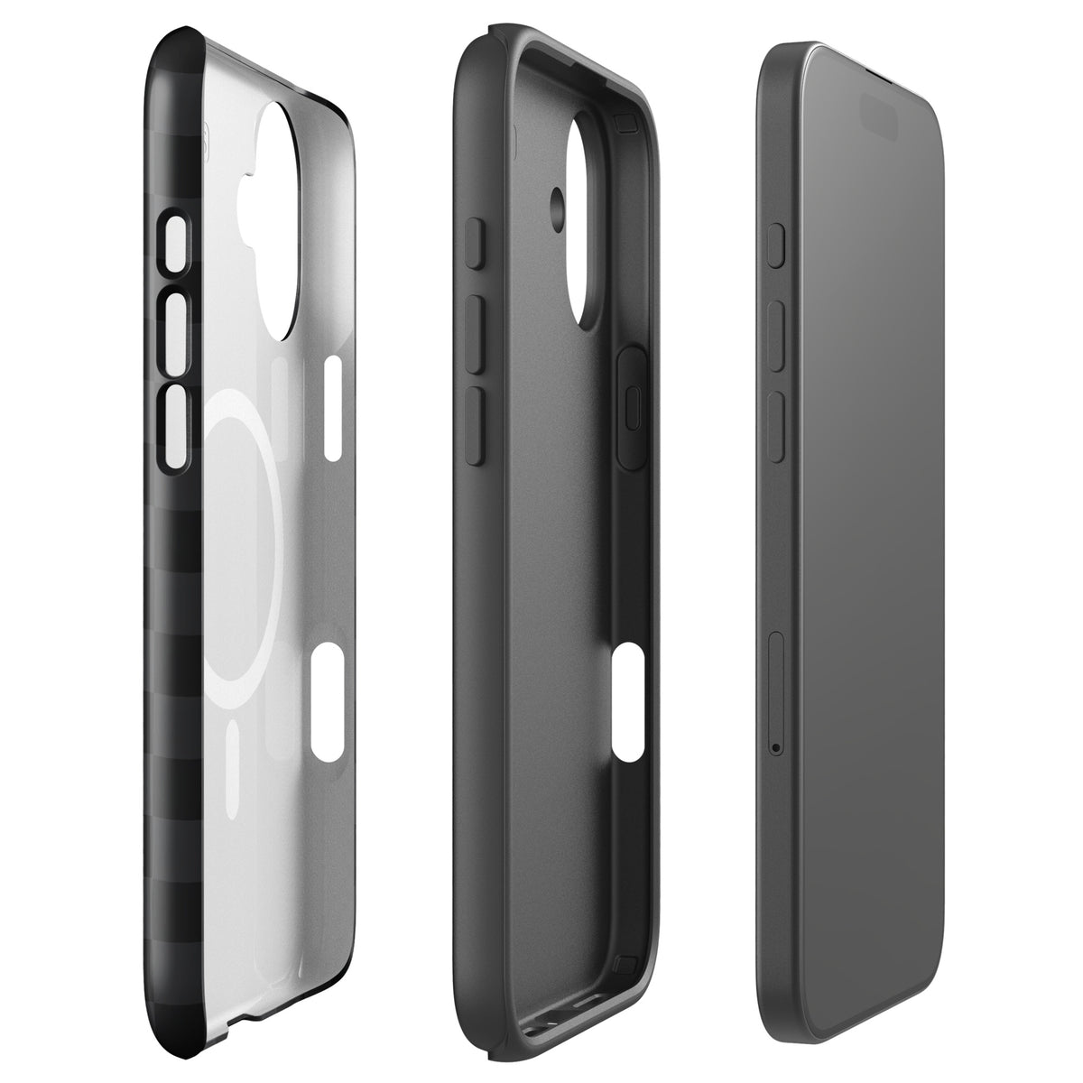Magnetic Phone Case for iPhone in black and charcoal checkered design, showcasing sleek and modern style with device protection.