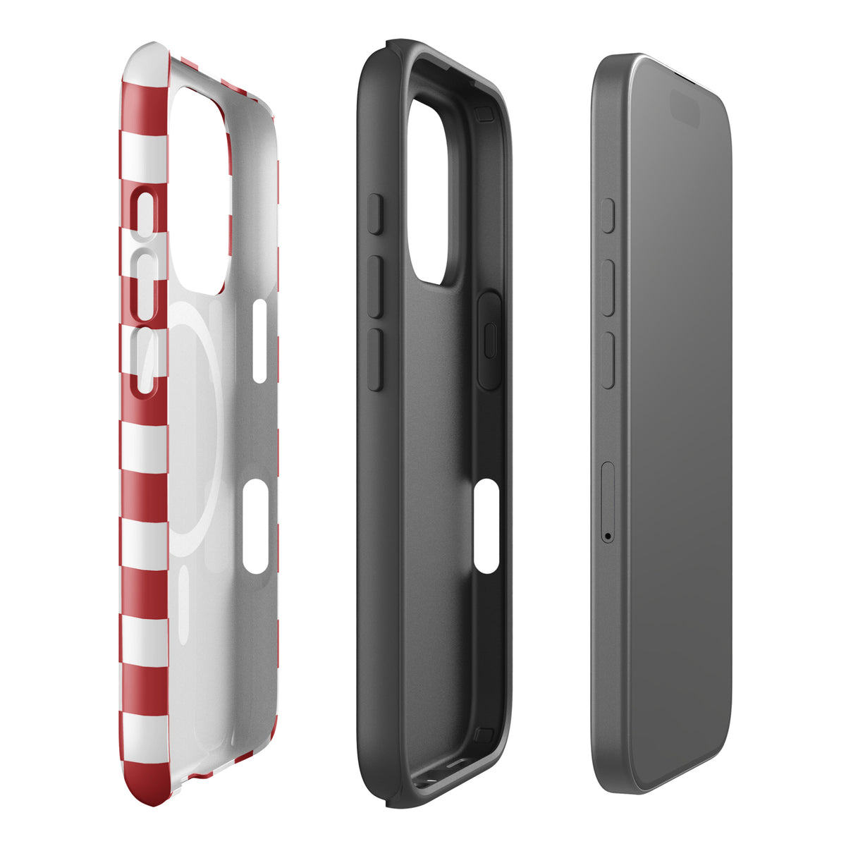 Magnetic Phone Case for iPhone with Crimson Red Checkered Design, showcasing bold style and protection.
