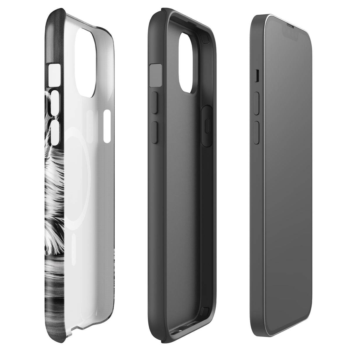 Magnetic Phone Case featuring elegant puppy art in black-and-white, showcasing refined design and premium protection for iPhone.