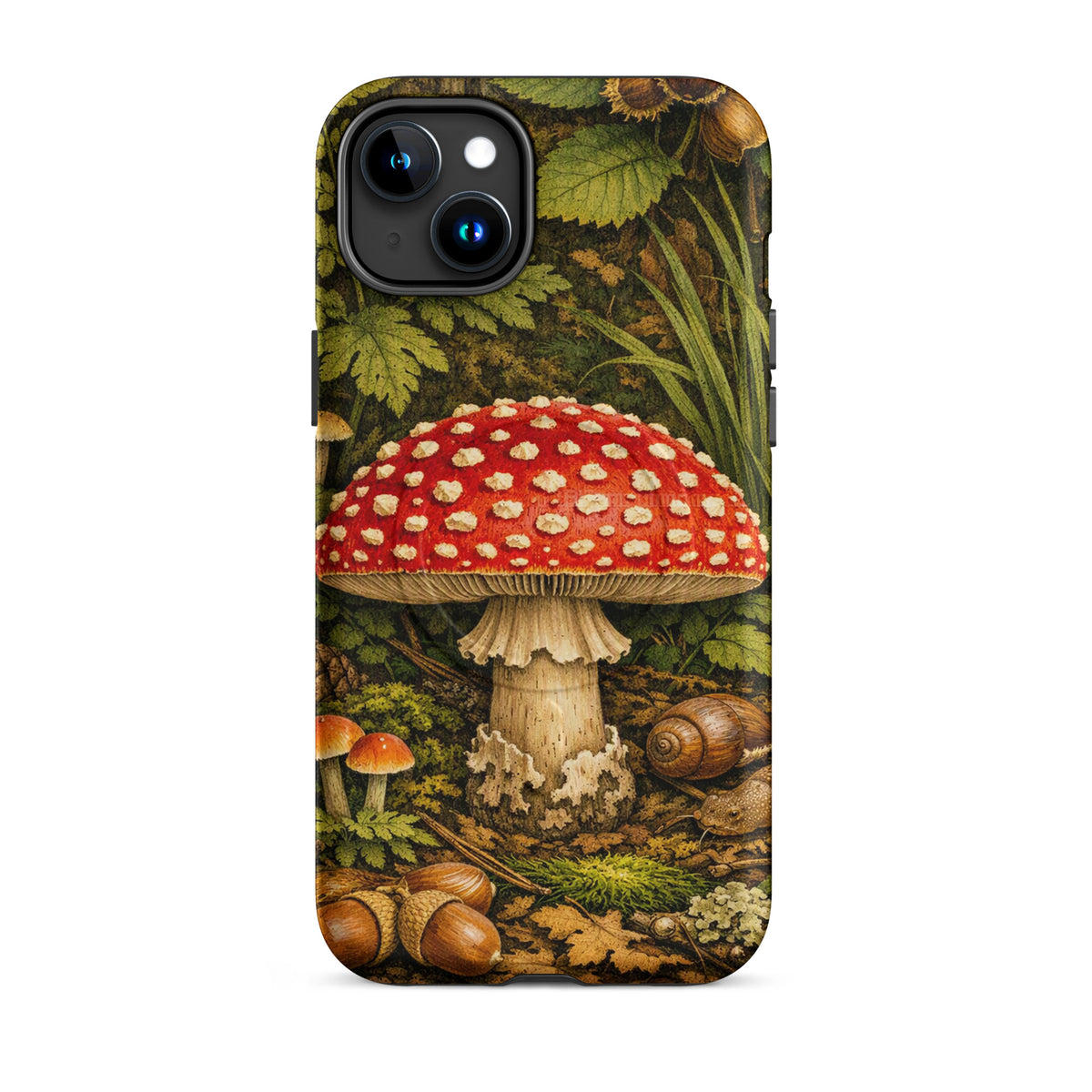 Magnetic Phone Case with Amanita Muscaria Mushroom design for iPhone, featuring vivid scarlet cap with white spots.