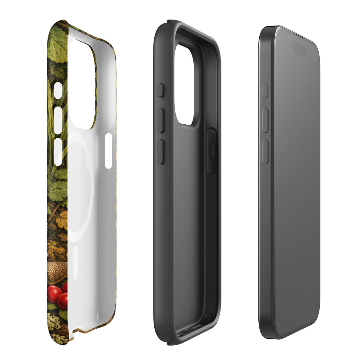 Magnetic Phone Case showcasing Amanita muscaria mushroom design with red cap and white spots for iPhone.