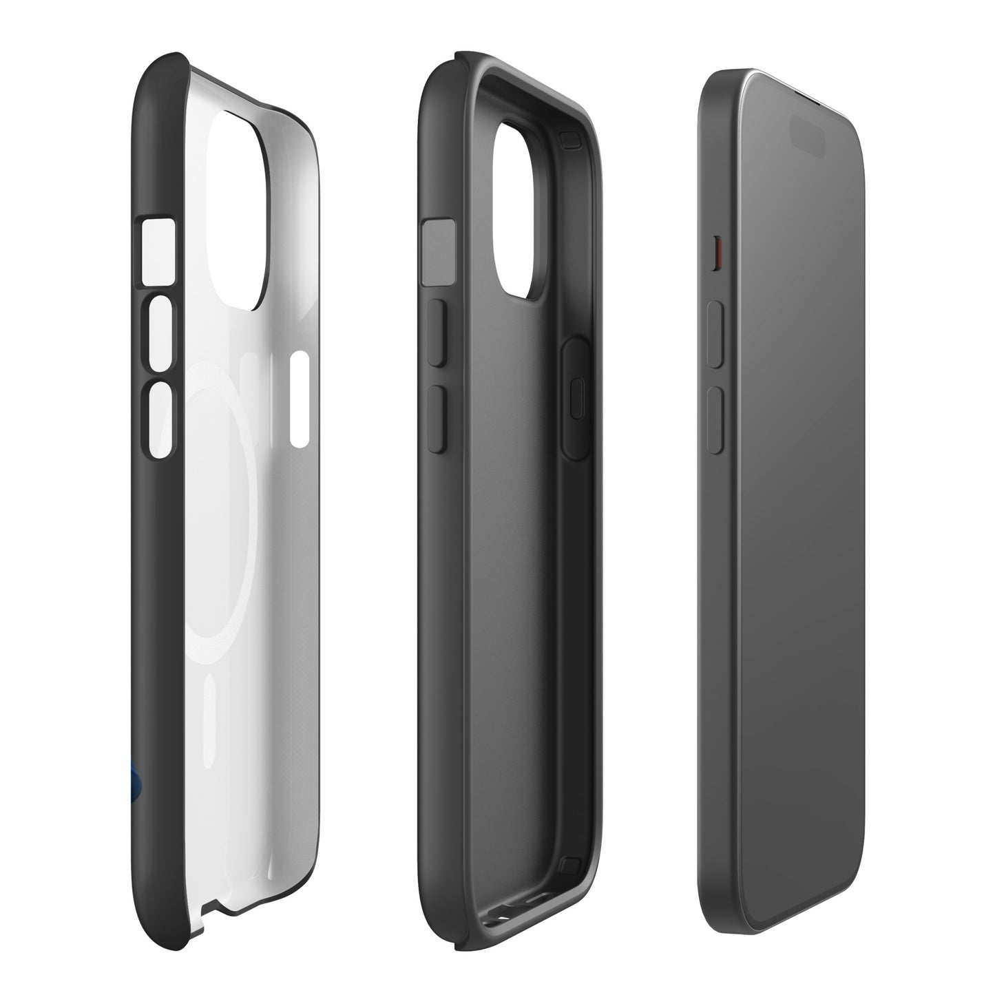 Magnetic Phone Case for iPhone featuring blue lily design with a sleek dual-layer protective build, shown in multiple angles.