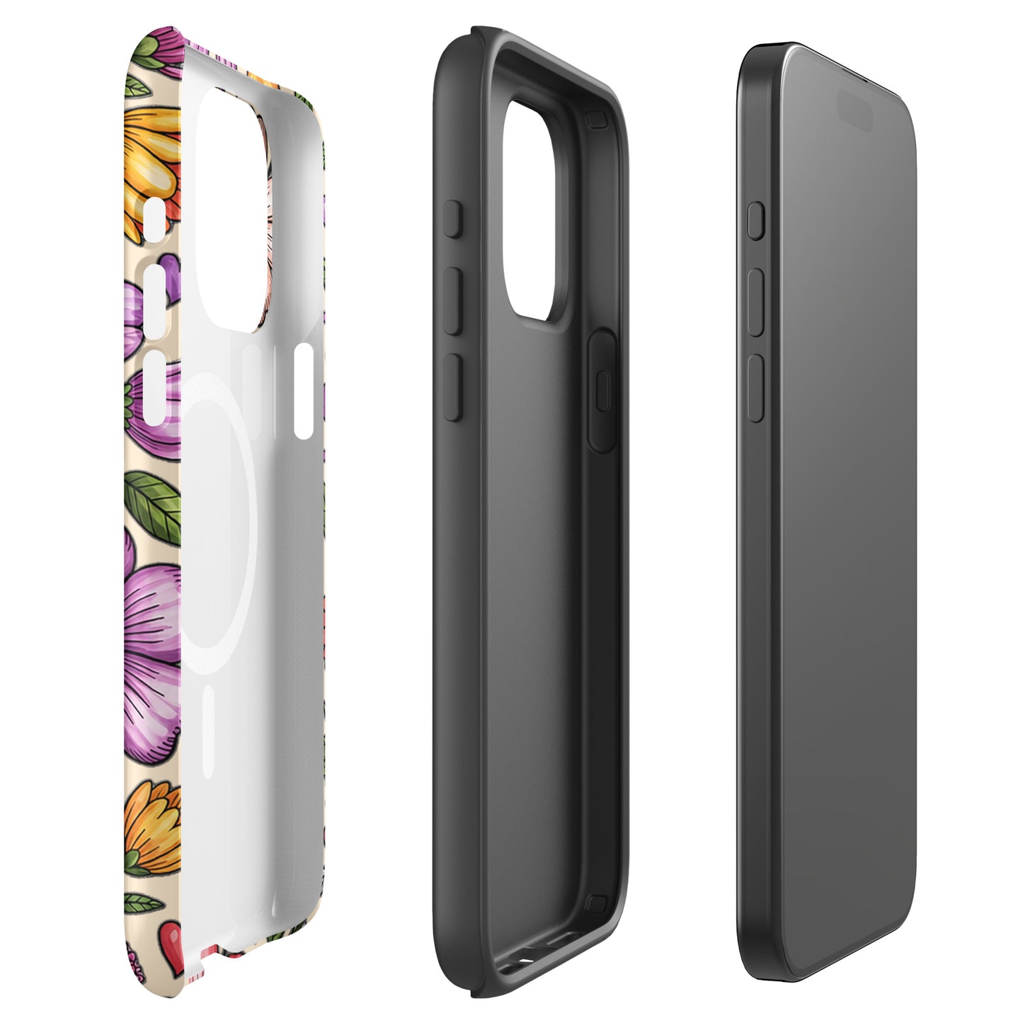 Magnetic Phone Case with pastel floral design, showcasing protective features and elegant style in dreamy colors for modern smartphones.