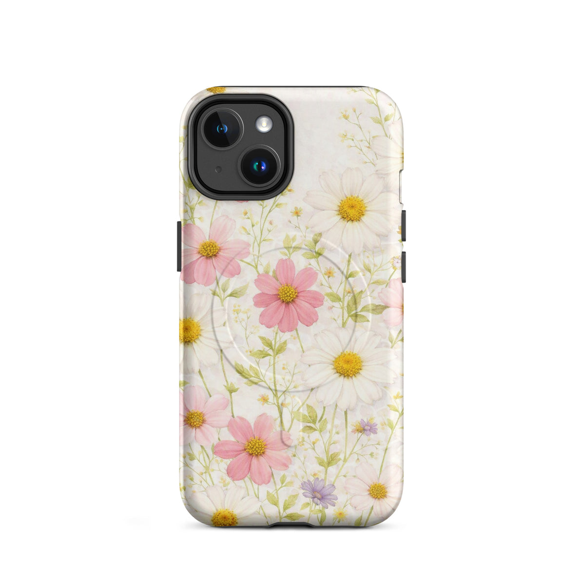 Magnetic Phone Case for iPhone with Fresh Floral Garden Design