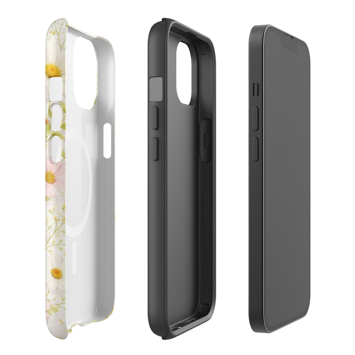 Magnetic Phone Case for iPhone with Fresh Floral Garden Design