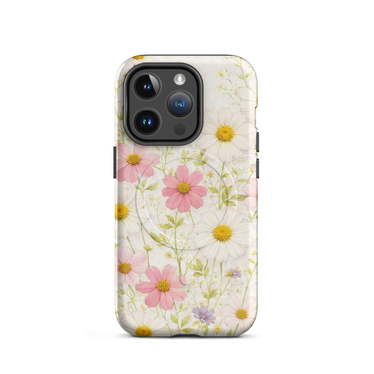 Magnetic Phone Case for iPhone with Fresh Floral Garden Design
