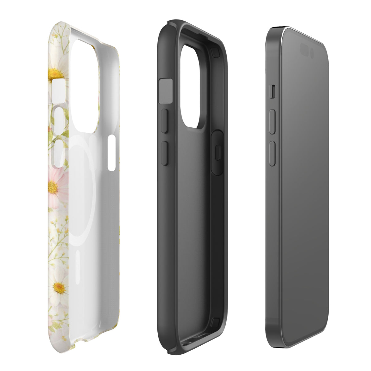 Magnetic Phone Case for iPhone with Fresh Floral Garden Design