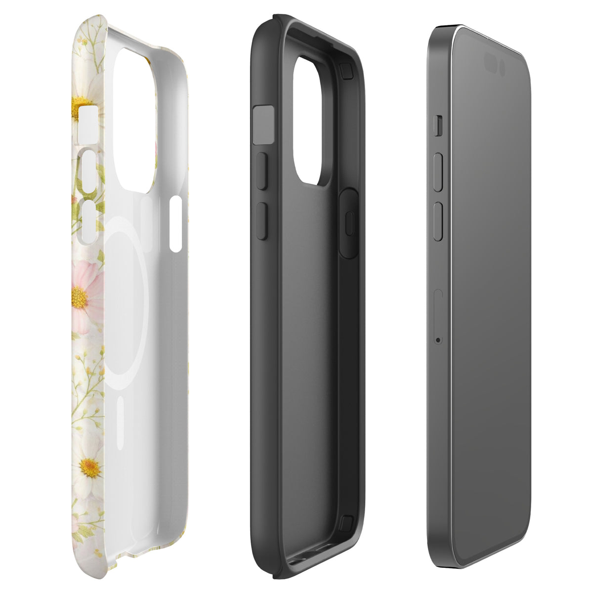 Magnetic Phone Case for iPhone with Fresh Floral Garden Design
