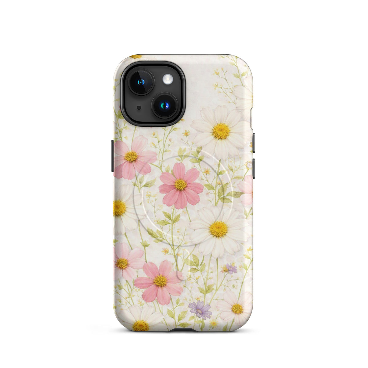 Magnetic Phone Case for iPhone with Fresh Floral Garden Design