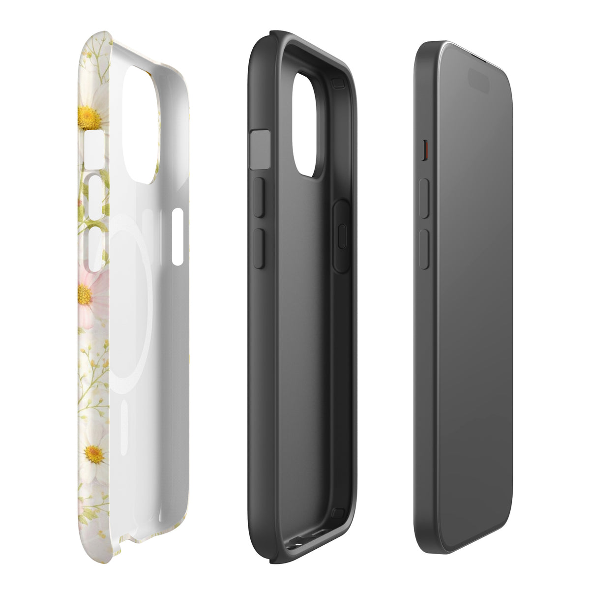 Magnetic Phone Case for iPhone with Fresh Floral Garden Design