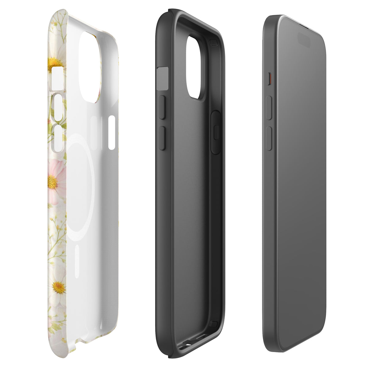 Magnetic Phone Case for iPhone with Fresh Floral Garden Design