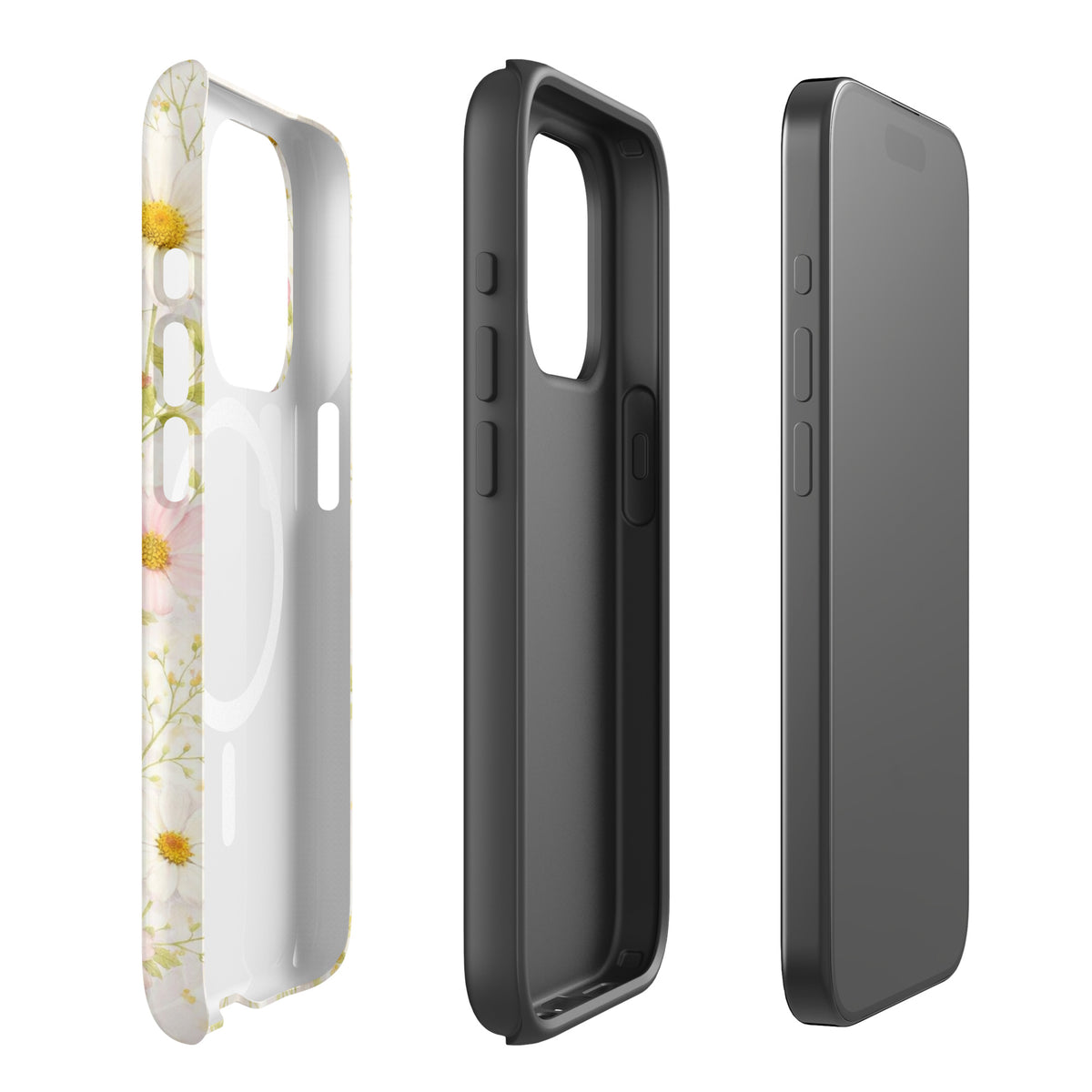 Magnetic Phone Case for iPhone with Fresh Floral Garden Design