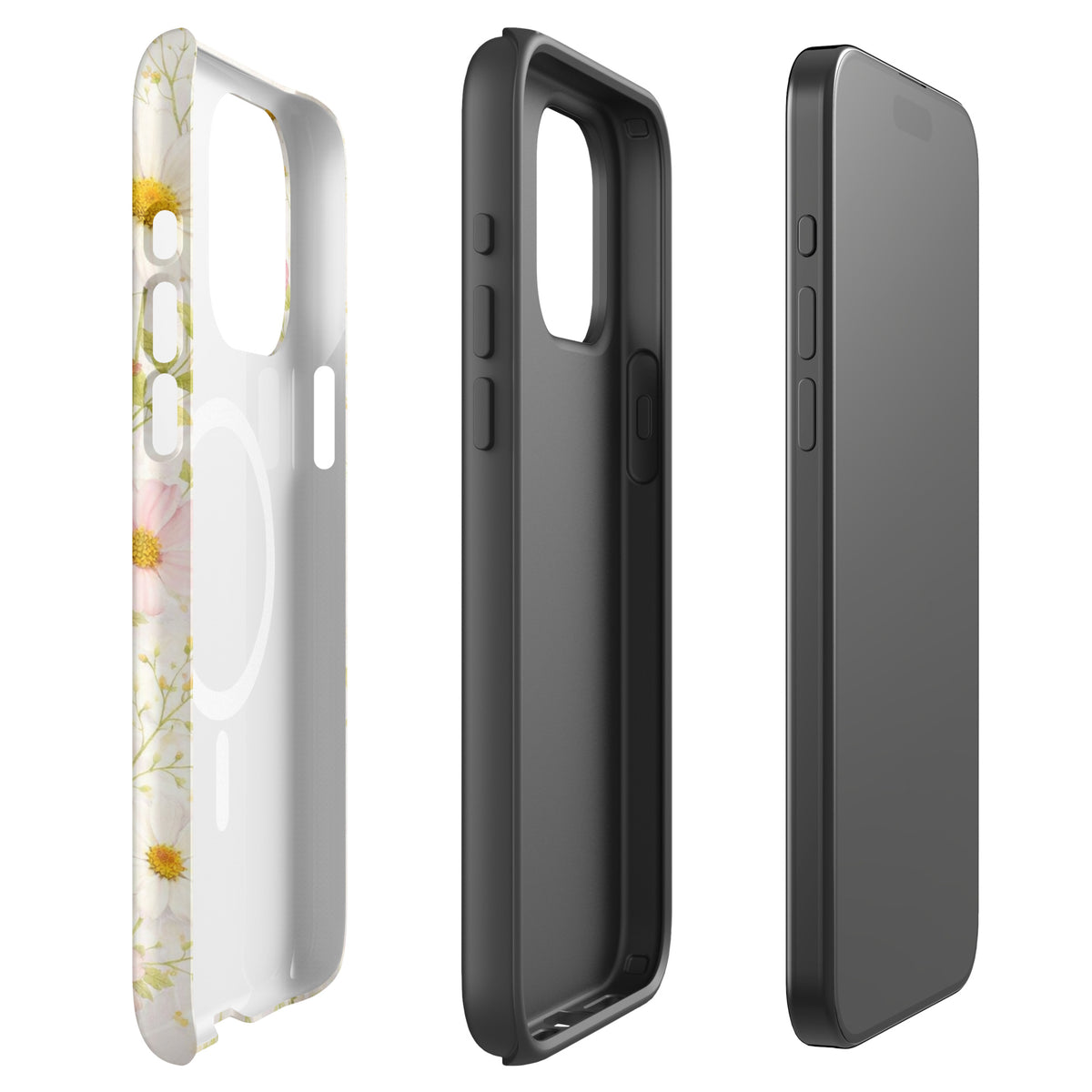Magnetic Phone Case for iPhone with Fresh Floral Garden Design
