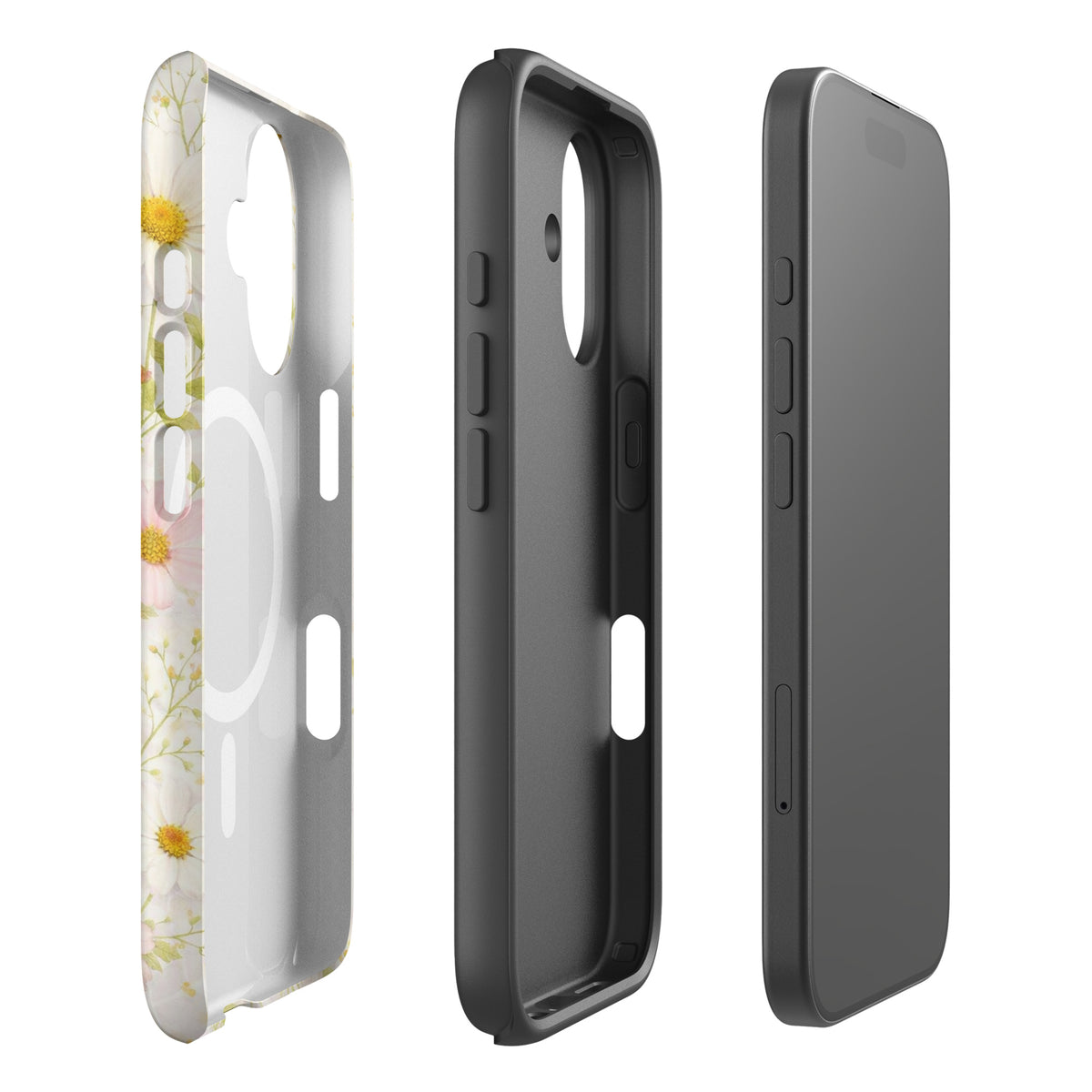 Magnetic Phone Case for iPhone with Fresh Floral Garden Design