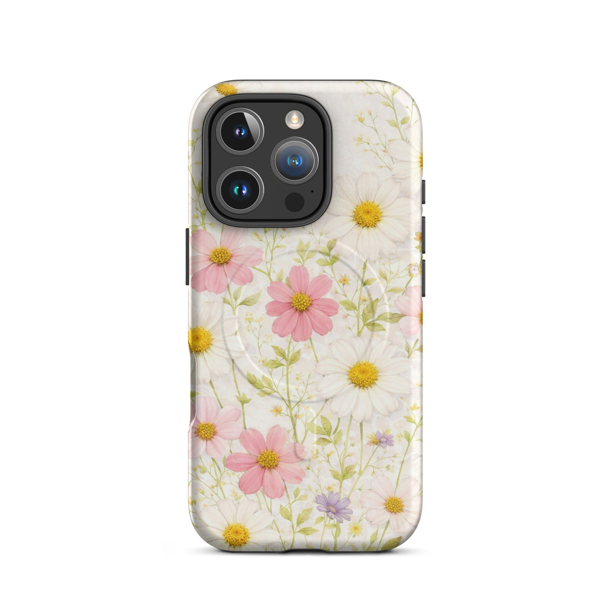 Magnetic Phone Case for iPhone with Fresh Floral Garden Design