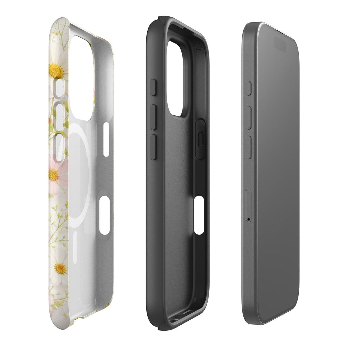 Magnetic Phone Case for iPhone with Fresh Floral Garden Design