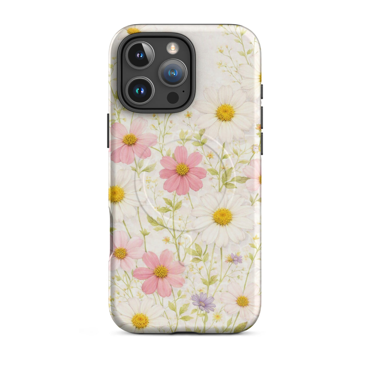 Magnetic Phone Case for iPhone with Fresh Floral Garden Design