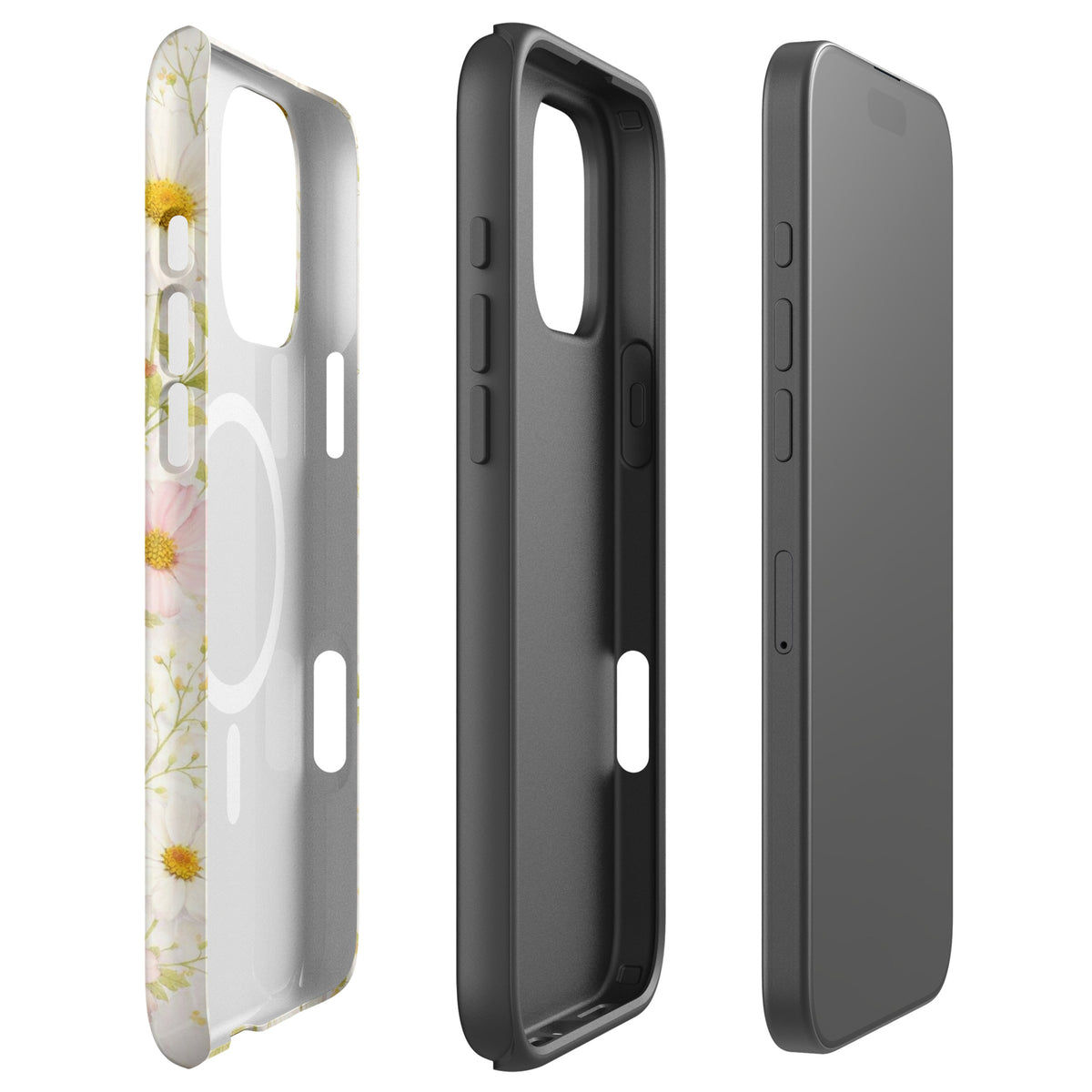 Magnetic Phone Case for iPhone with Fresh Floral Garden Design
