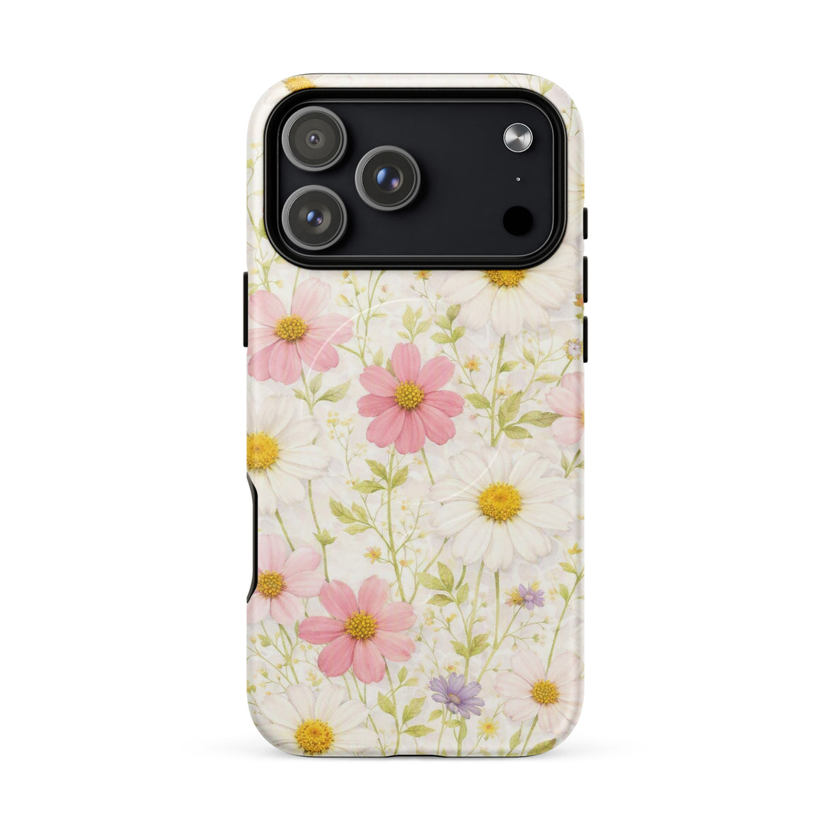 Magnetic Phone Case for iPhone with Fresh Floral Garden Design