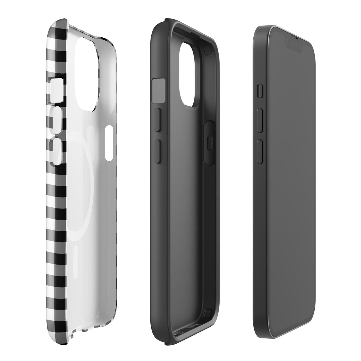 Magnetic Phone Case with black and white gingham pattern showcasing stylish protection for iPhone.