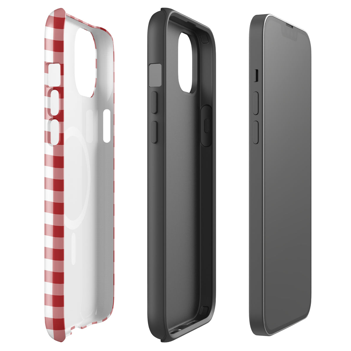 Magnetic Phone Case with red gingham pattern for iPhone, combining style and protection.