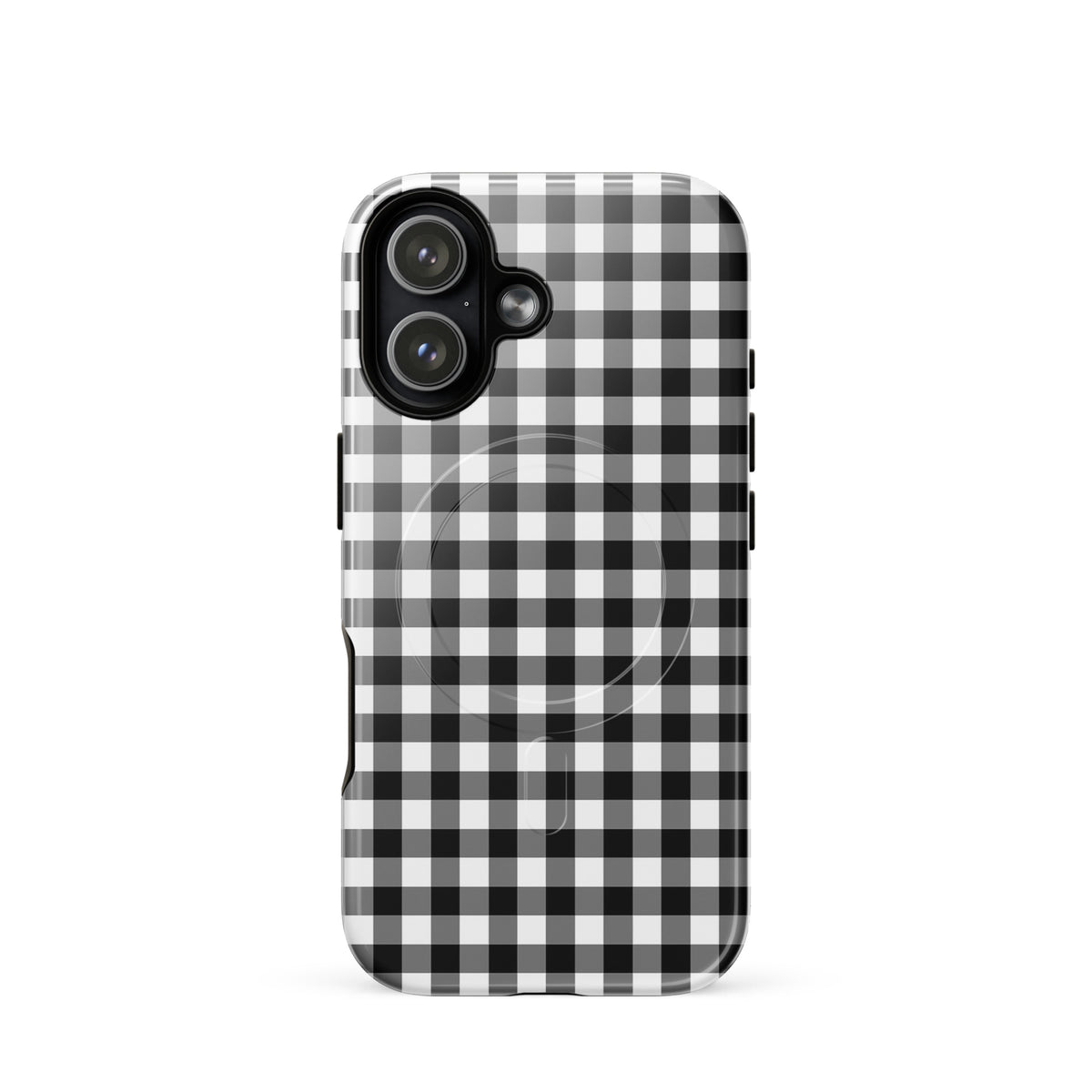 Black and white gingham Magnetic Phone Case for iPhone offering style and protection with durable, playful design.