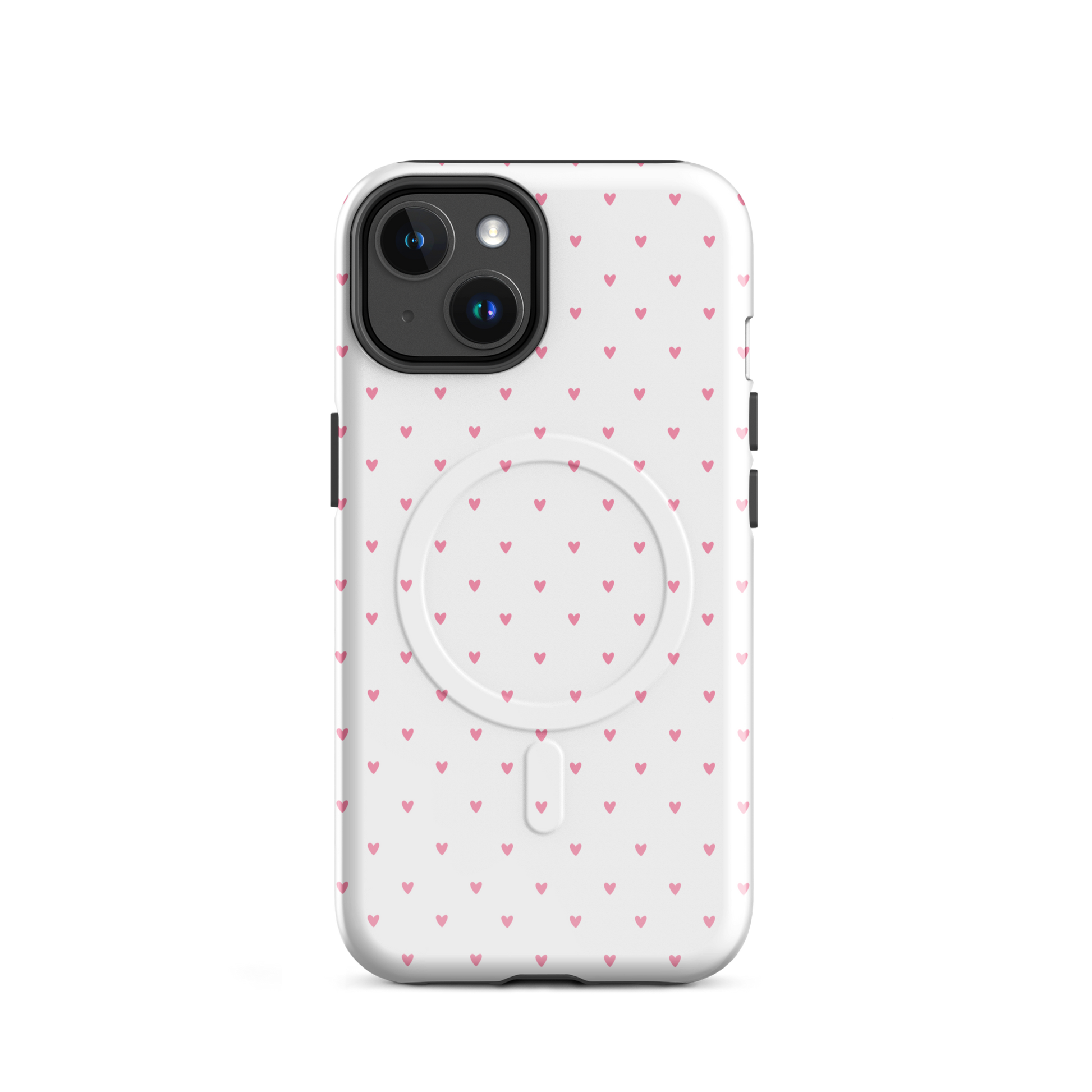 Magnetic Phone Case with heart-dot pattern for iPhone, offering a stylish and cute design with a bold background.