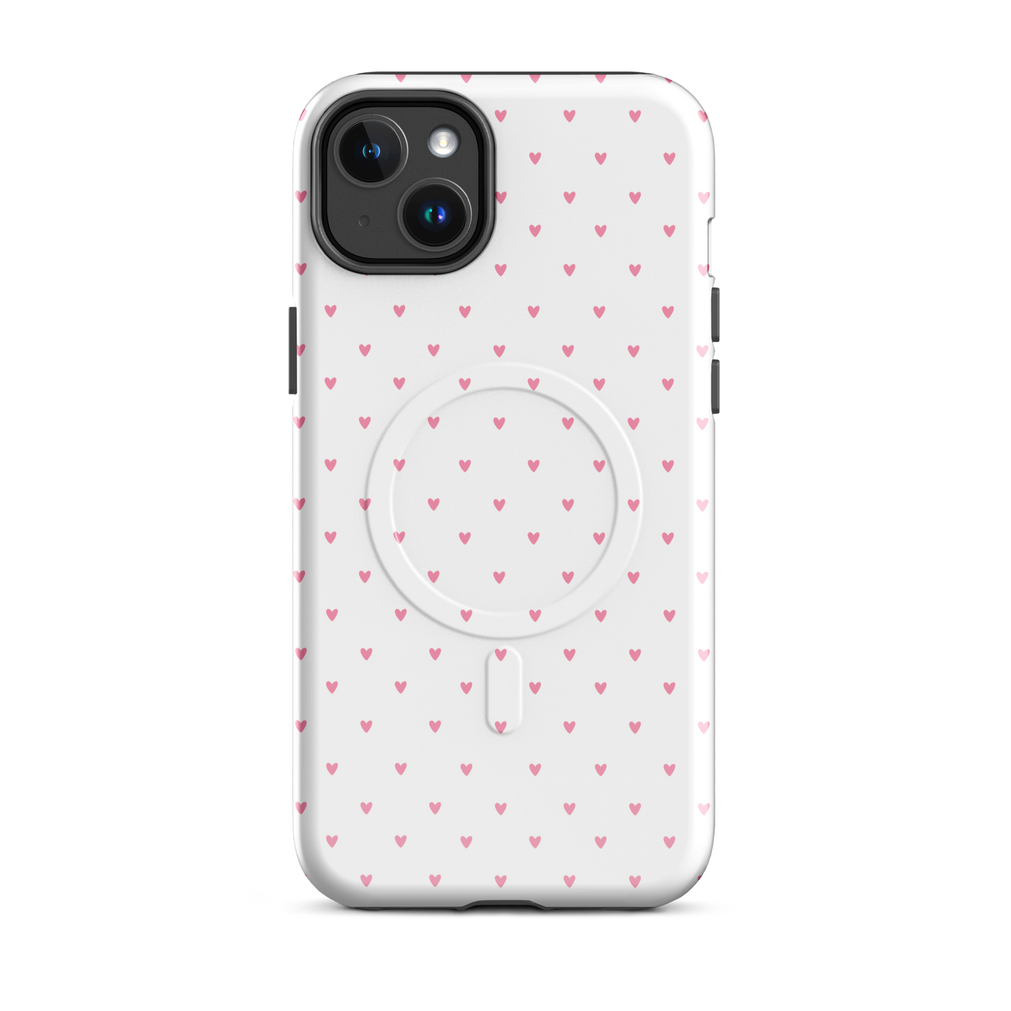 Magnetic Phone Case for iPhone with heart-dot pattern, playful polka-dot design.