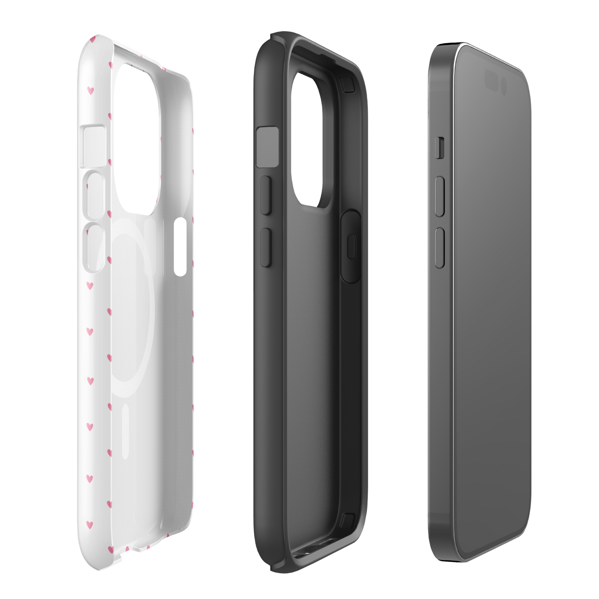 Magnetic Phone Case with heart-dot pattern for iPhone, showcasing playful and modern design.