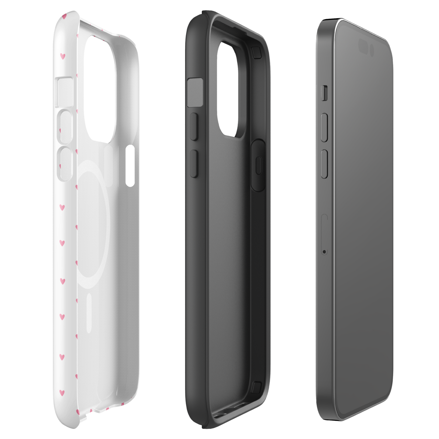 Magnetic Phone Case for iPhone with Heart-Dot Pattern, stylish and durable protection with playful polka-dot design.