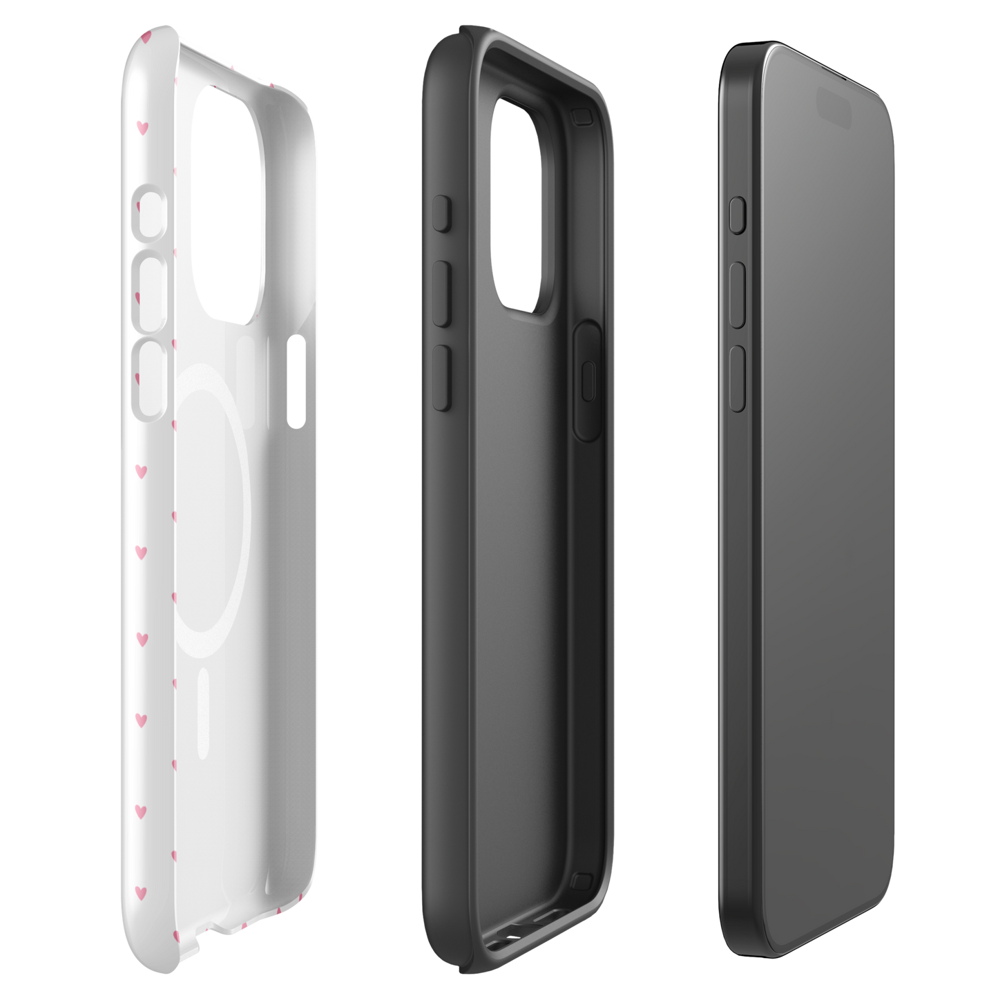Magnetic Phone Case for iPhone with Heart-Dot Pattern, showcasing playful design and modern style