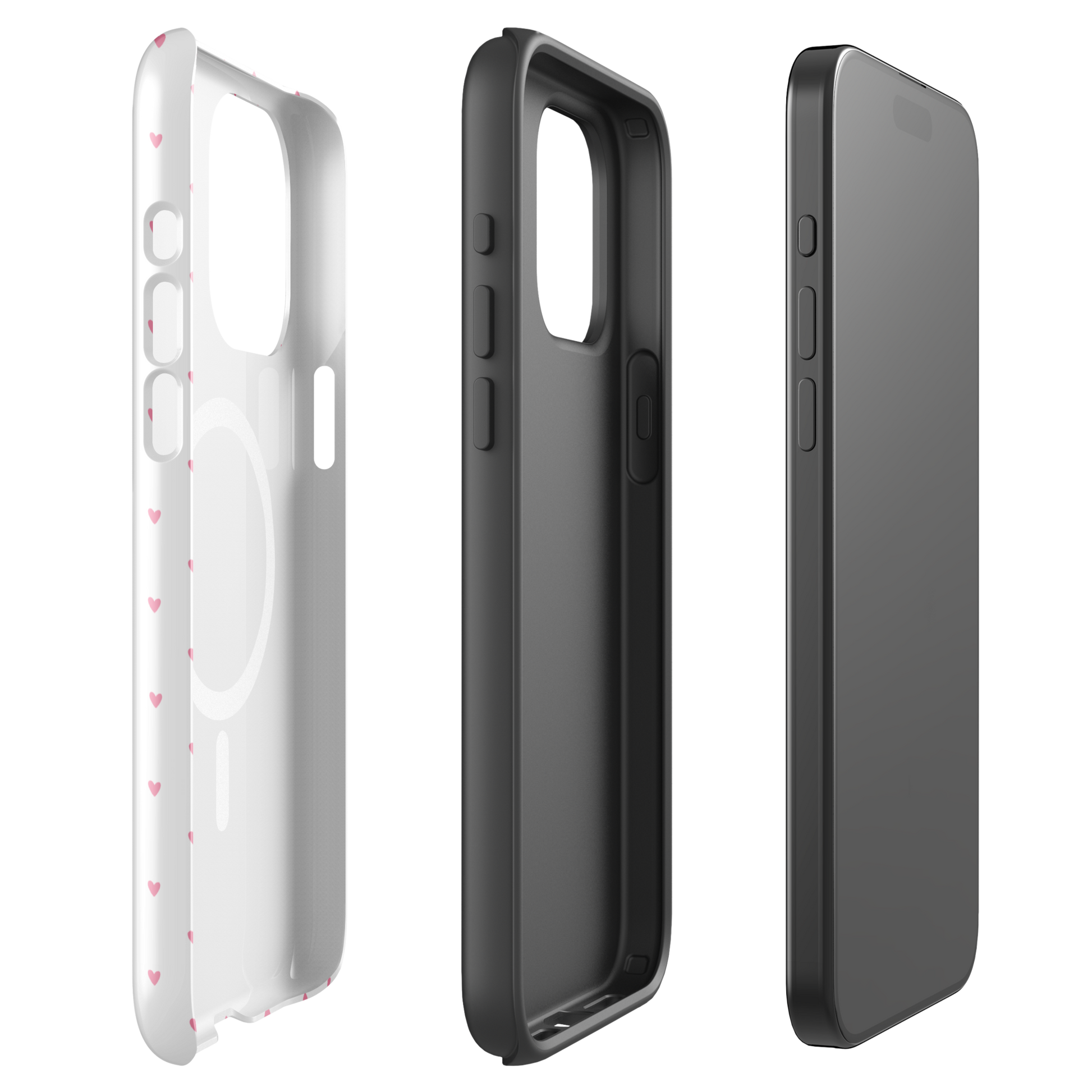 Magnetic Phone Case for iPhone with Heart-Dot Pattern, showcasing playful design and modern style