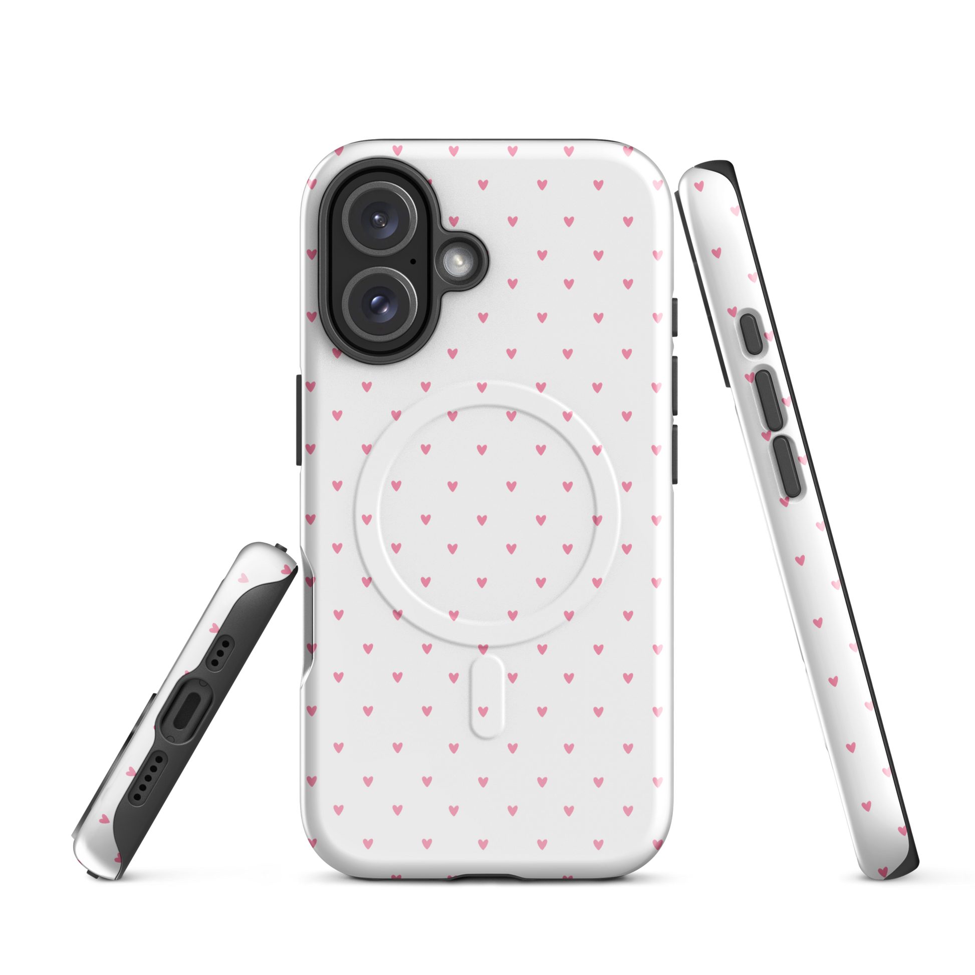 Magnetic Phone Case with heart-dot pattern for iPhone, featuring a playful polka-dot design in a modern and stylish style.