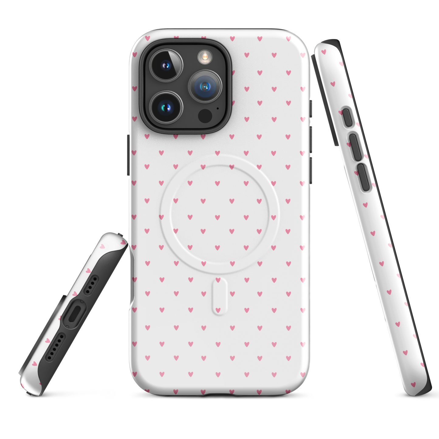 Magnetic Phone Case for iPhone with heart pattern, modern and stylish design.