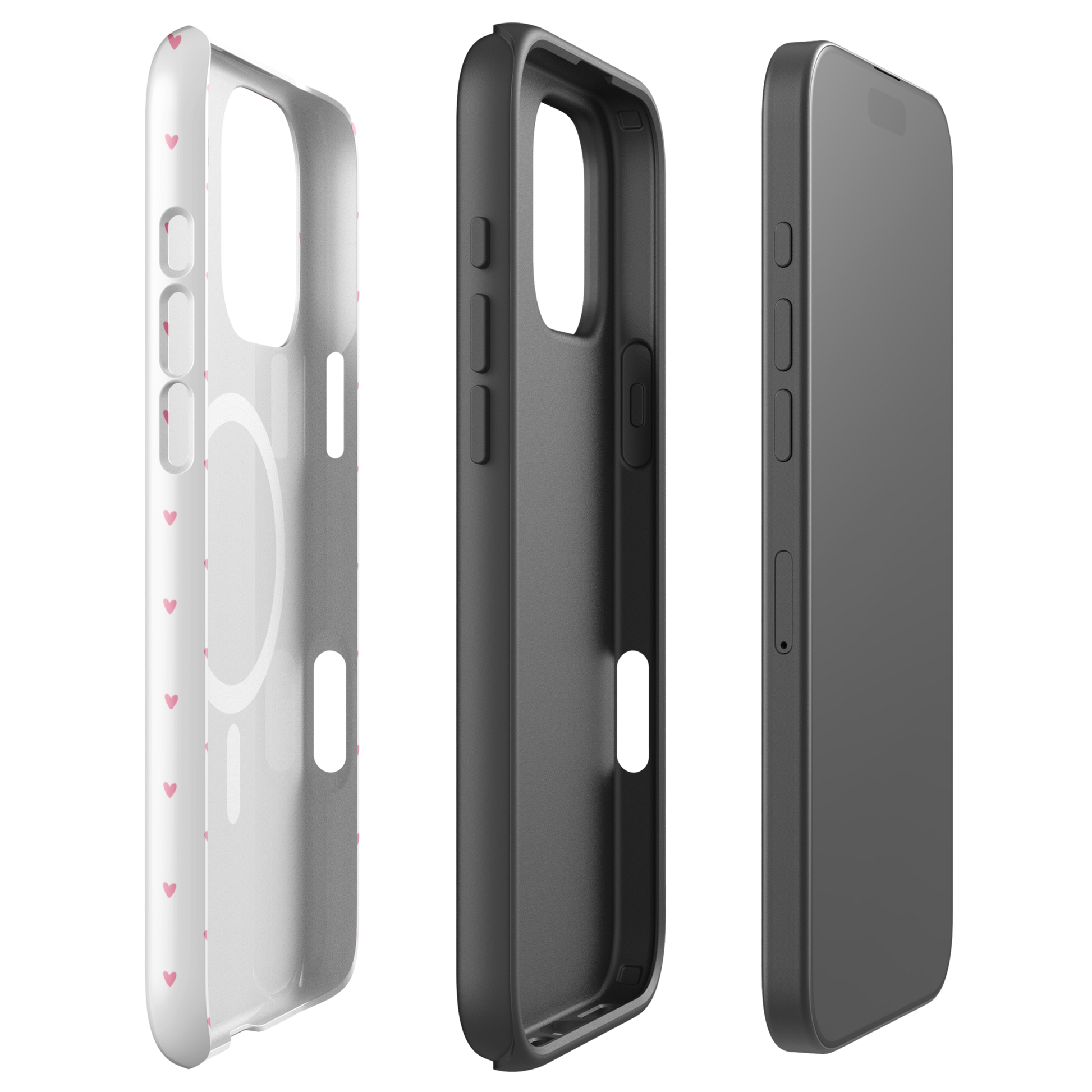 Magnetic Phone Case for iPhone with Heart-Dot Pattern, showing polka-dot hearts on a stylish and bold design