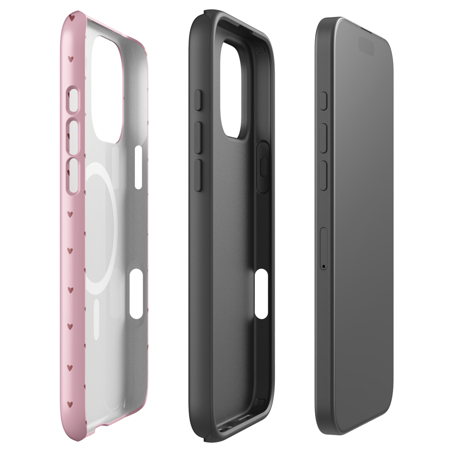 Magnetic Phone Case for iPhone with Heart-Dot Pattern and Polka-Dot Design, Modern and Stylish