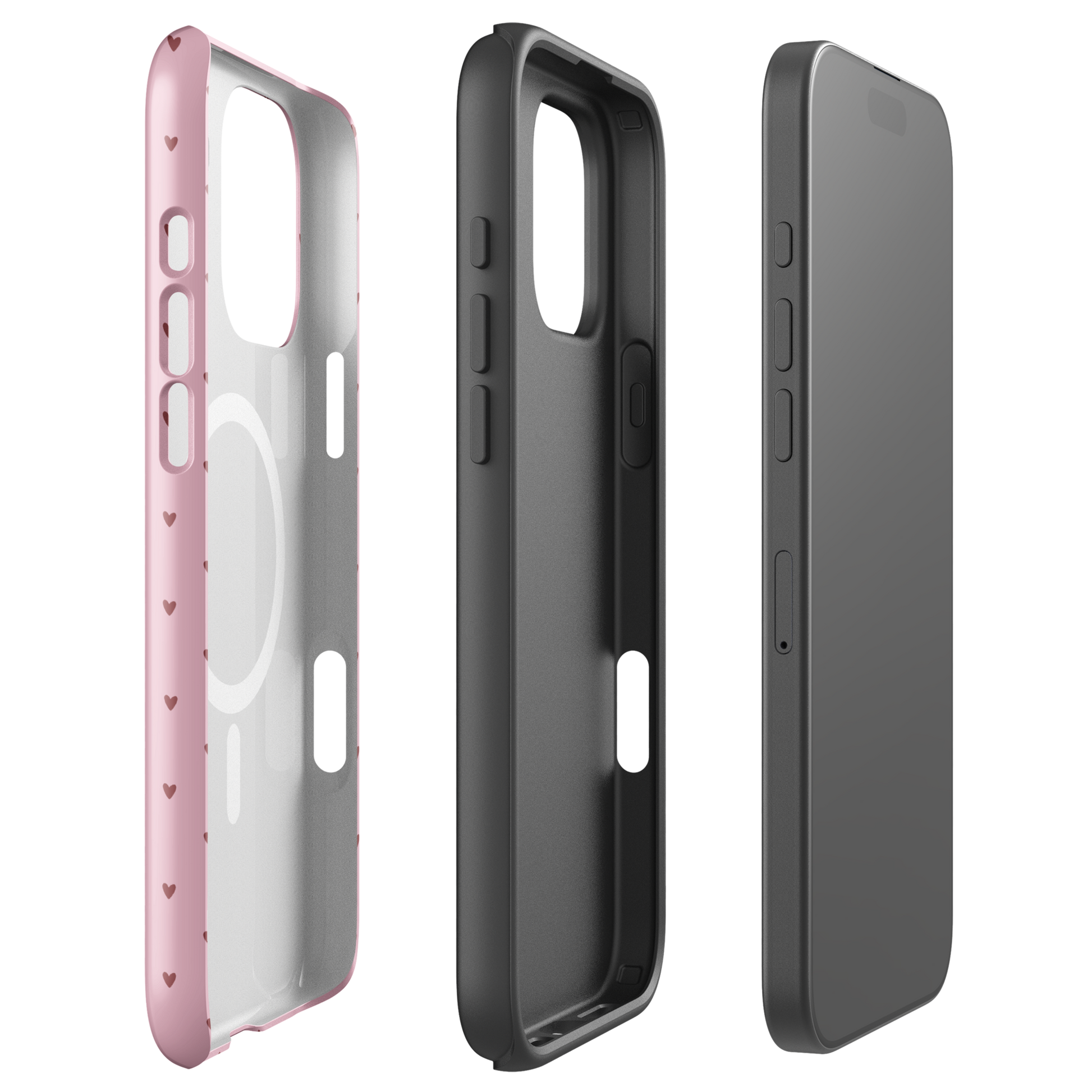 Magnetic Phone Case for iPhone with Heart-Dot Pattern and Polka-Dot Design, Modern and Stylish