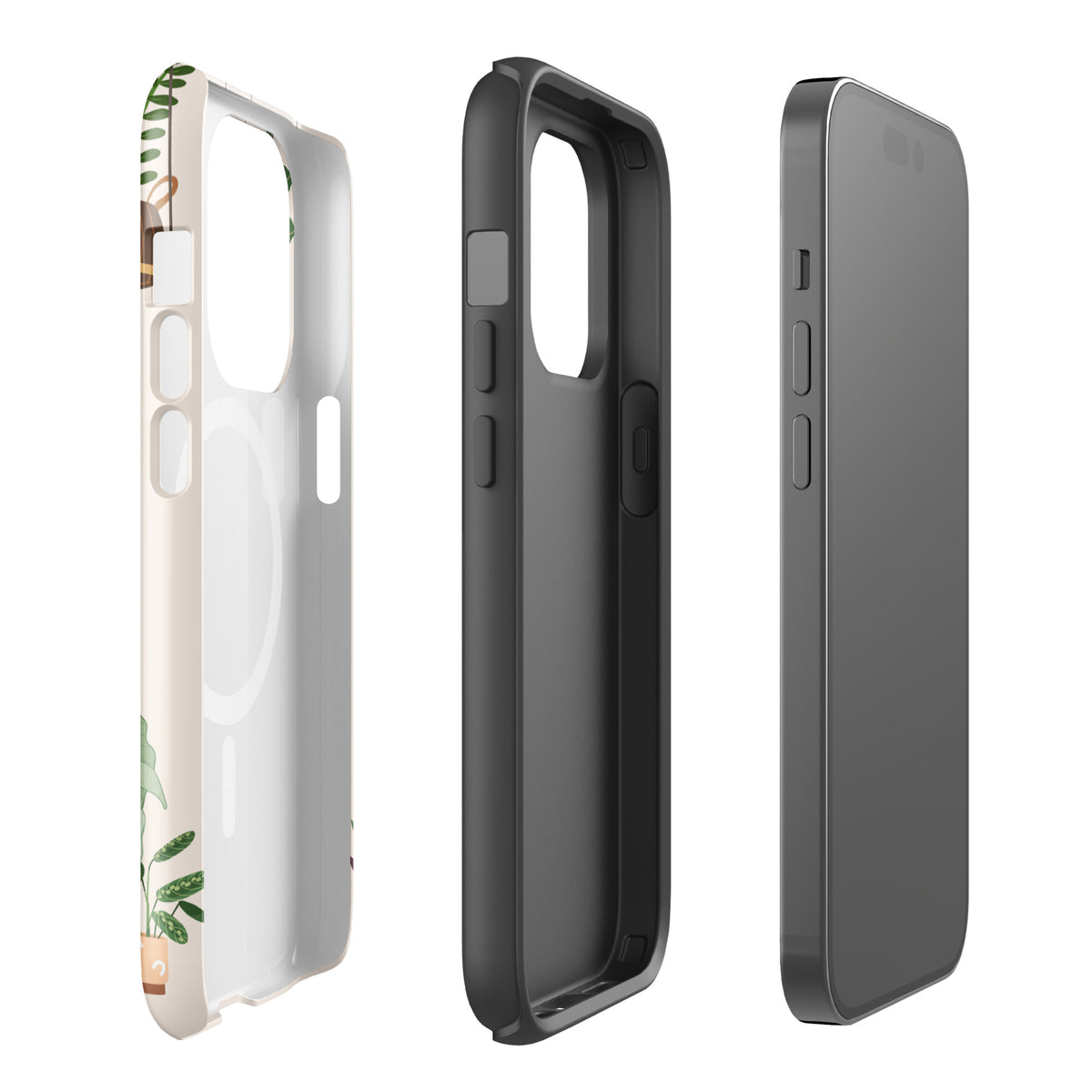 Magnetic Phone Case for iPhone with botanical design displaying charming plant-themed artwork and protective features.
