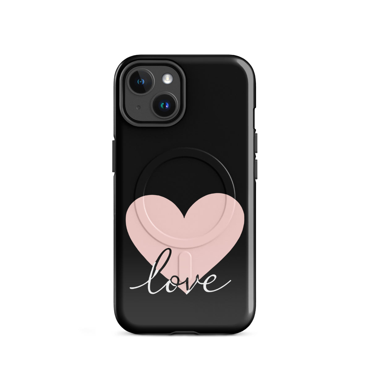 Magnetic Phone Case for iPhone with heart and script love design, minimalist style