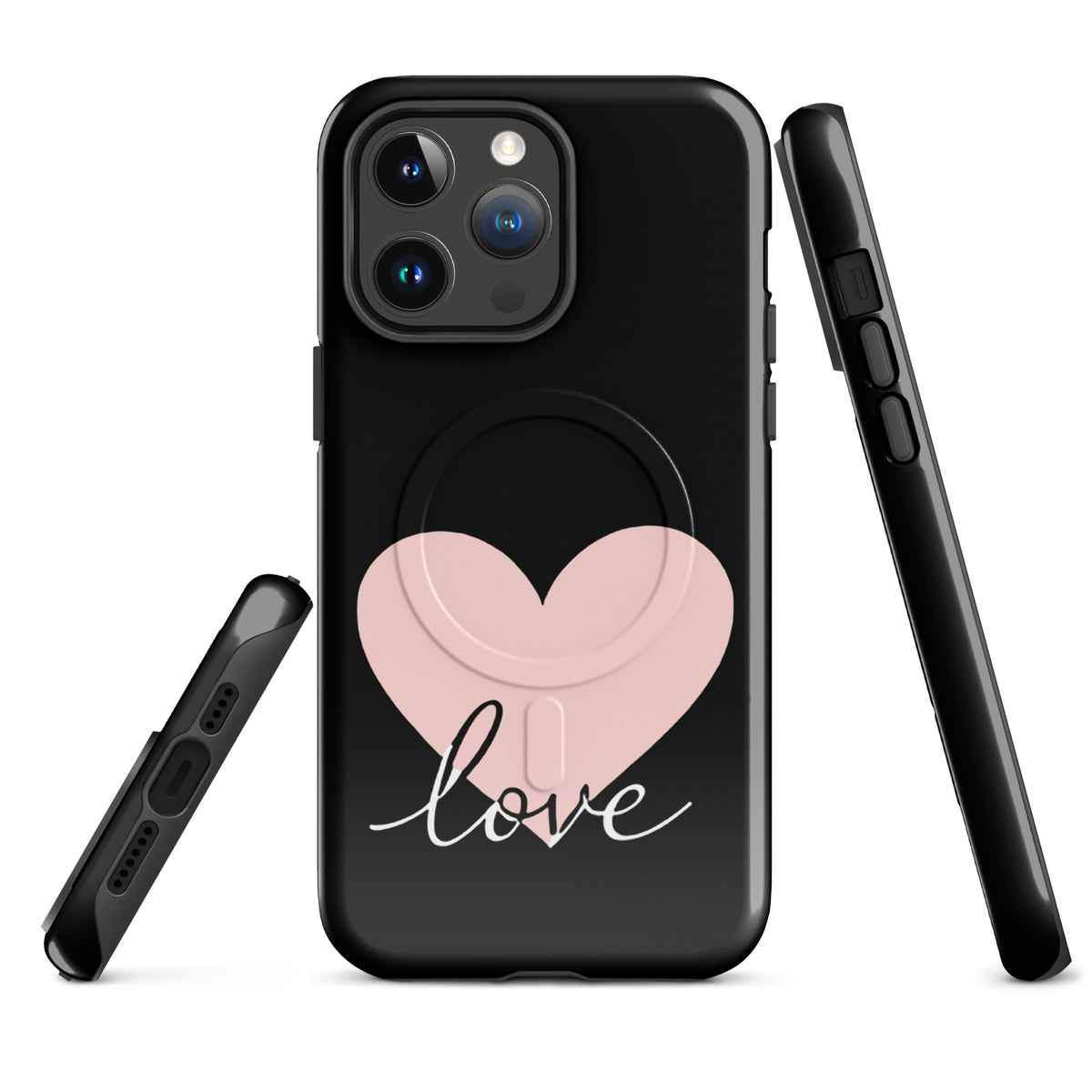 Magnetic Phone Case with heart and script love design, stylish and protective iPhone case, romantic minimalist look